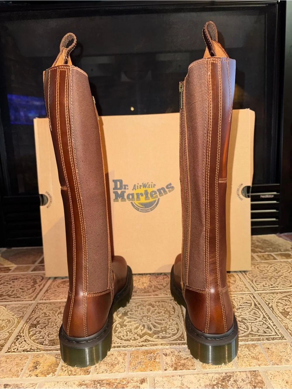 Dr. Martens Women's Tall Brown Zip Leather Riding Boots